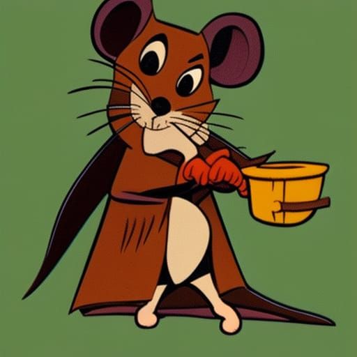 Cartoon Rat in 1970s Disney Style