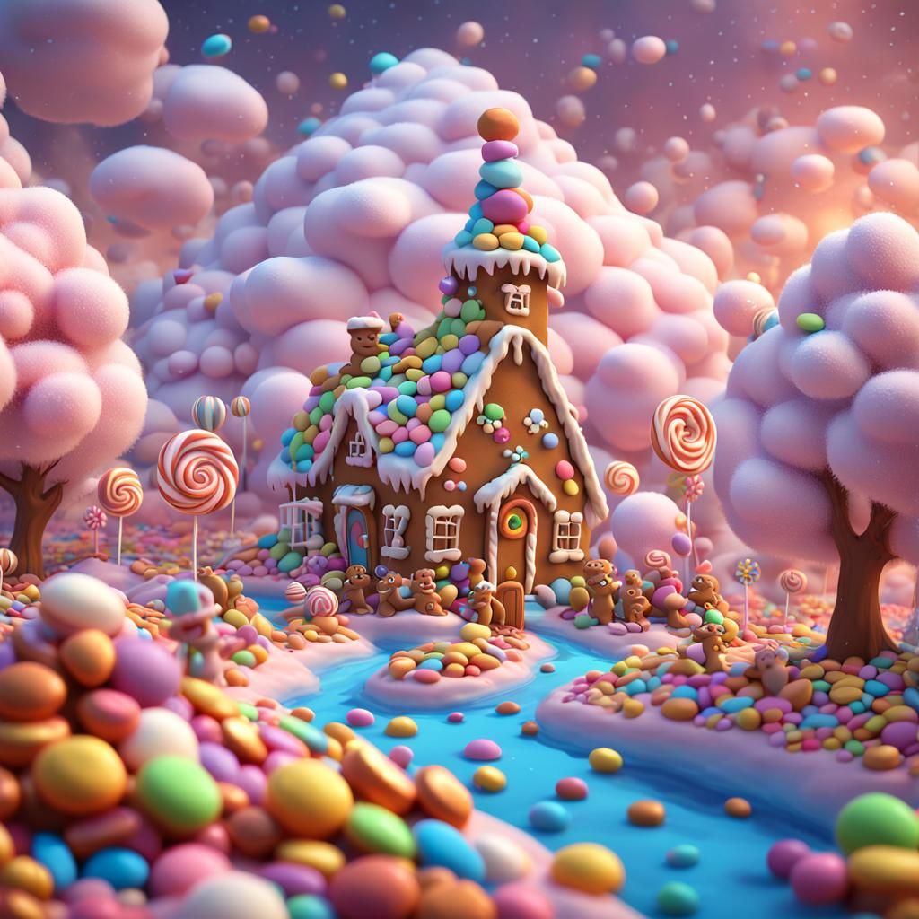 Marshmallow candy village