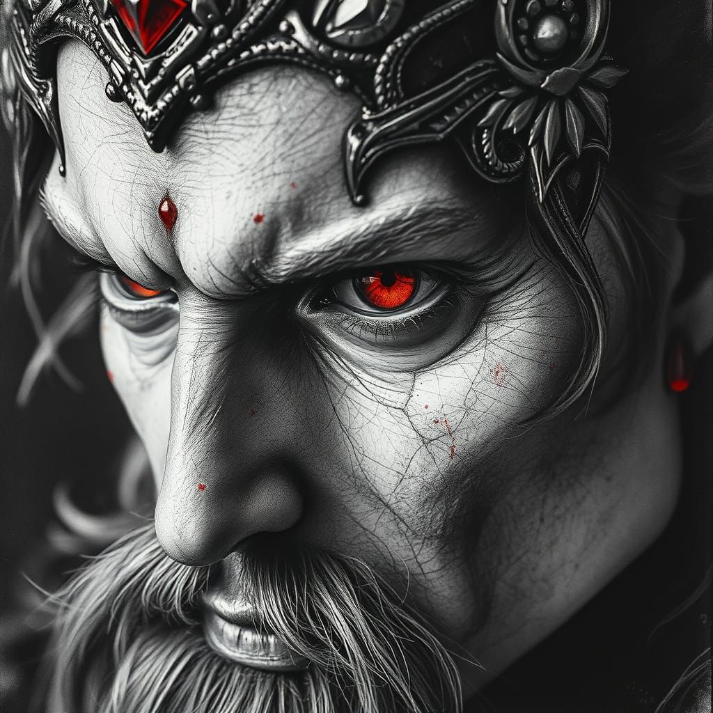 Ethereal Fairy King Portrait in Charcoal