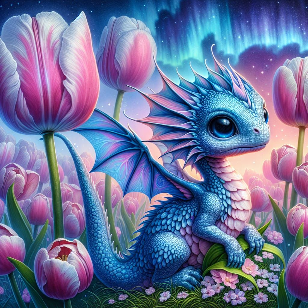 Charming Dragon-Tulip Hybrid in a Cosmic Tulip Field