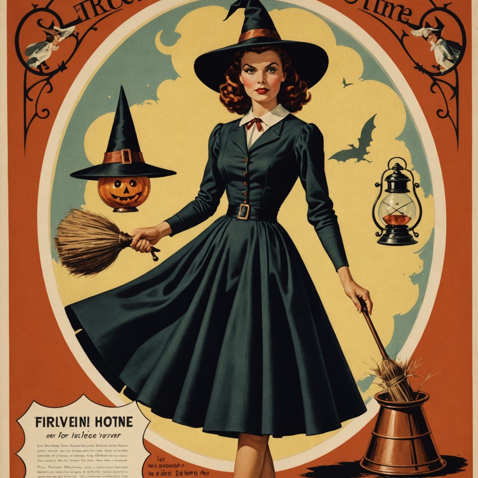 Retro Witch in a Vintage 1950s Ad