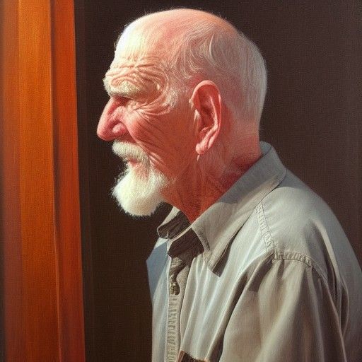 Old Man Portrait in Oil Paint Style
