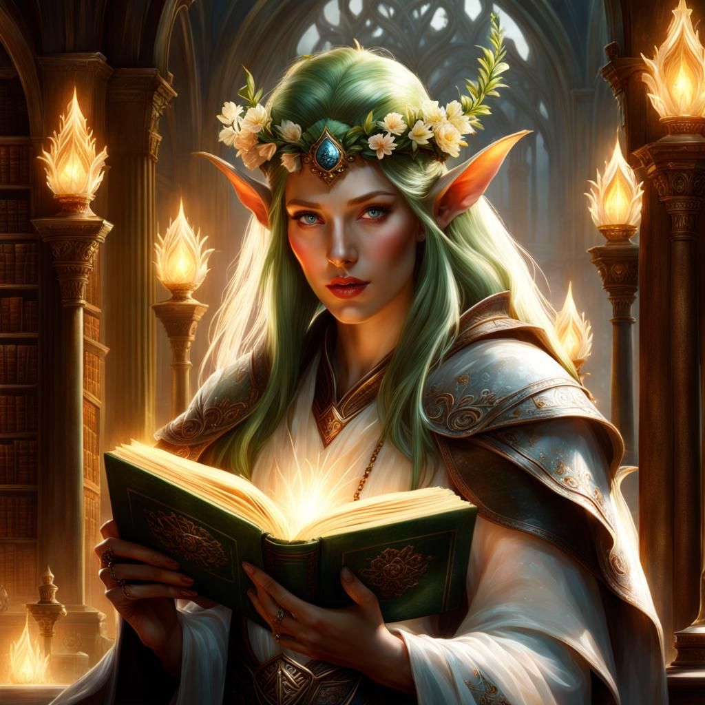 Enchanting Elf Portrait in Art Nouveau Style