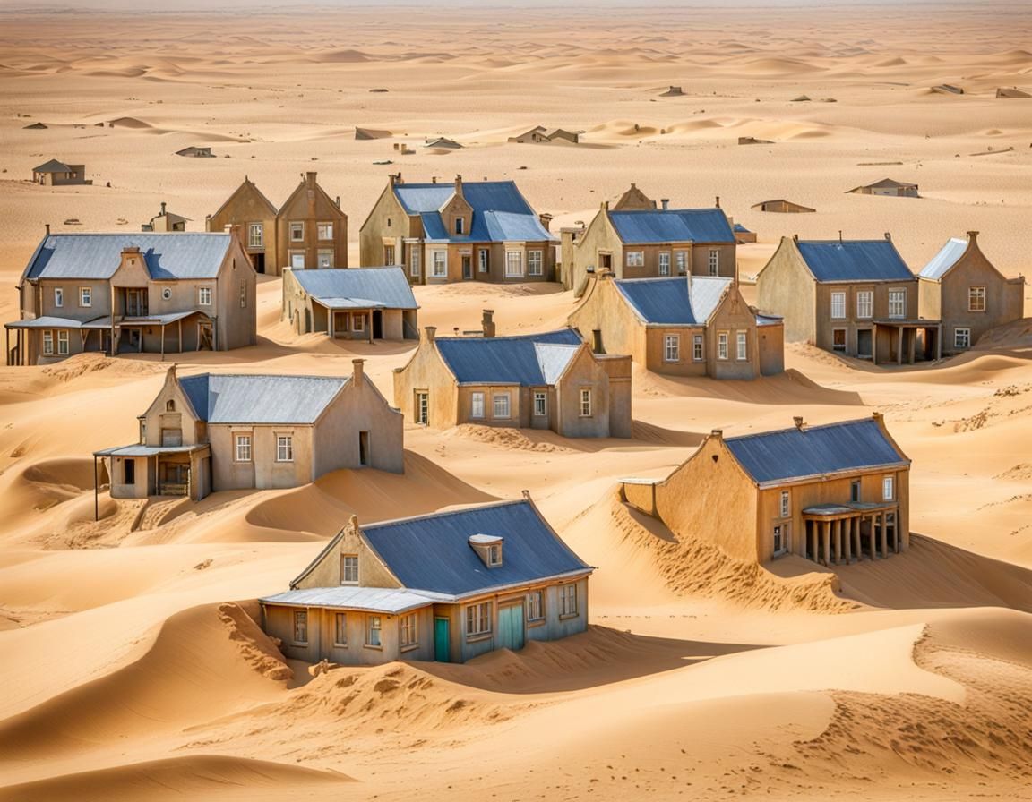 Desert Houses in Namibia as Impasto Painting