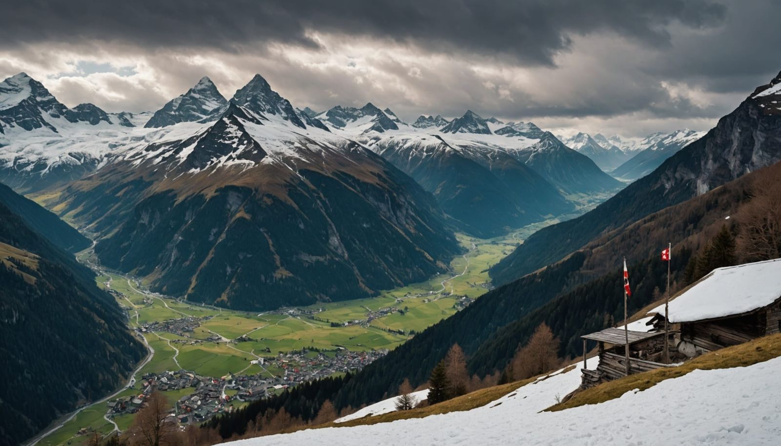 Steampunk Automaton Guards Snowy Swiss Alps Pass
