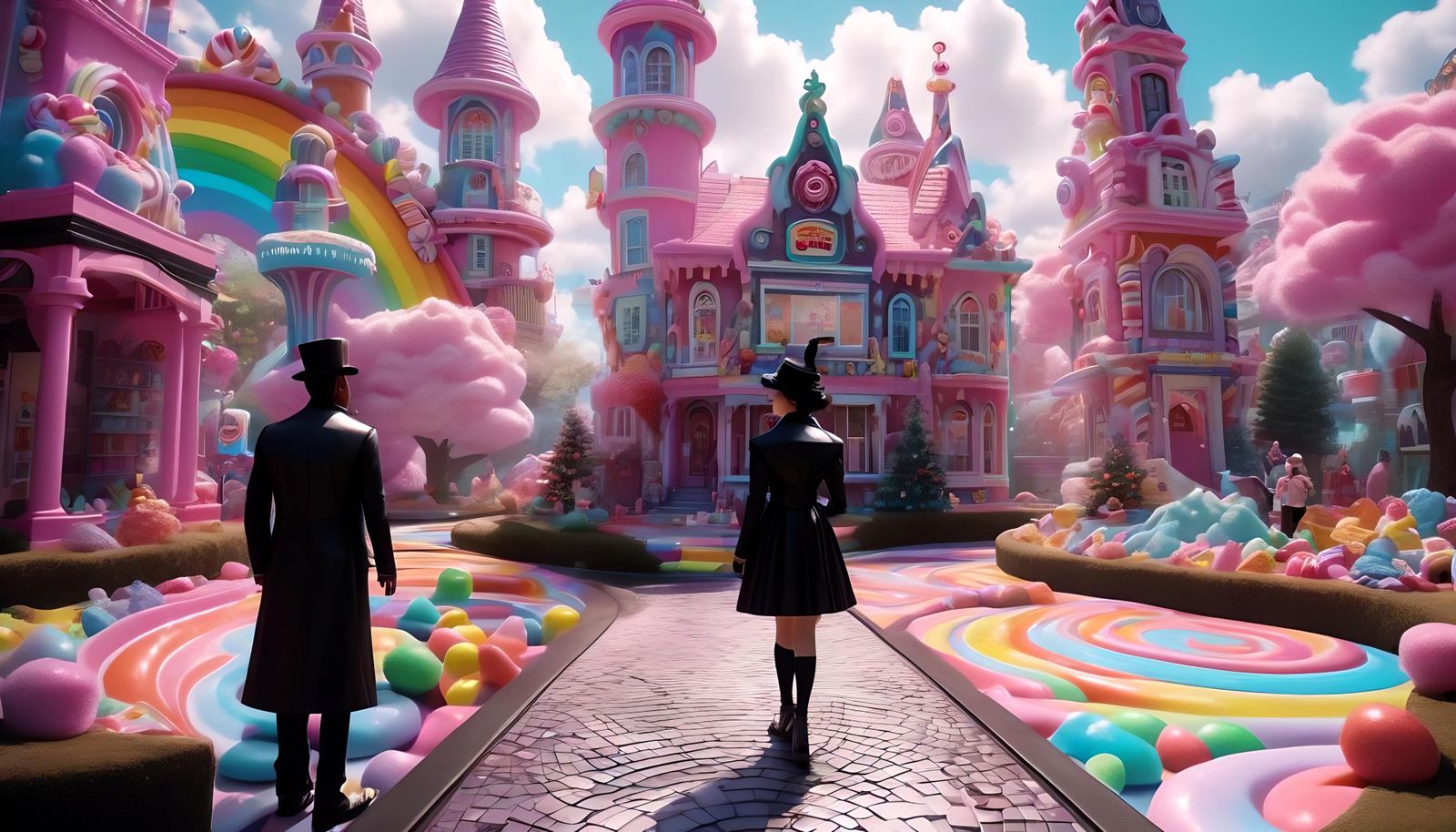 Hyperrealistic Candyland with Candy Grunge Architecture