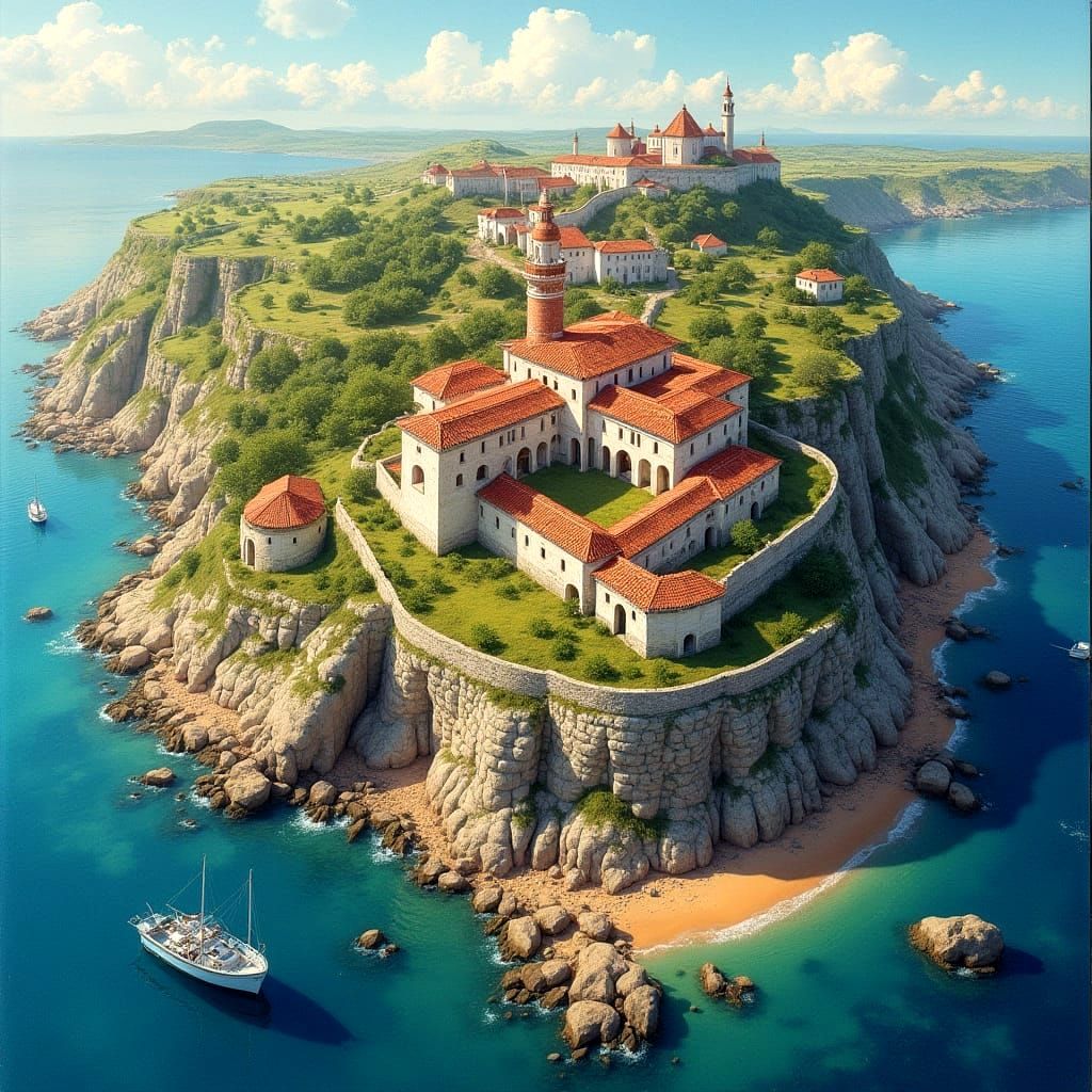 Cosmic Fortresses of Portugal in Vibrant Watercolor