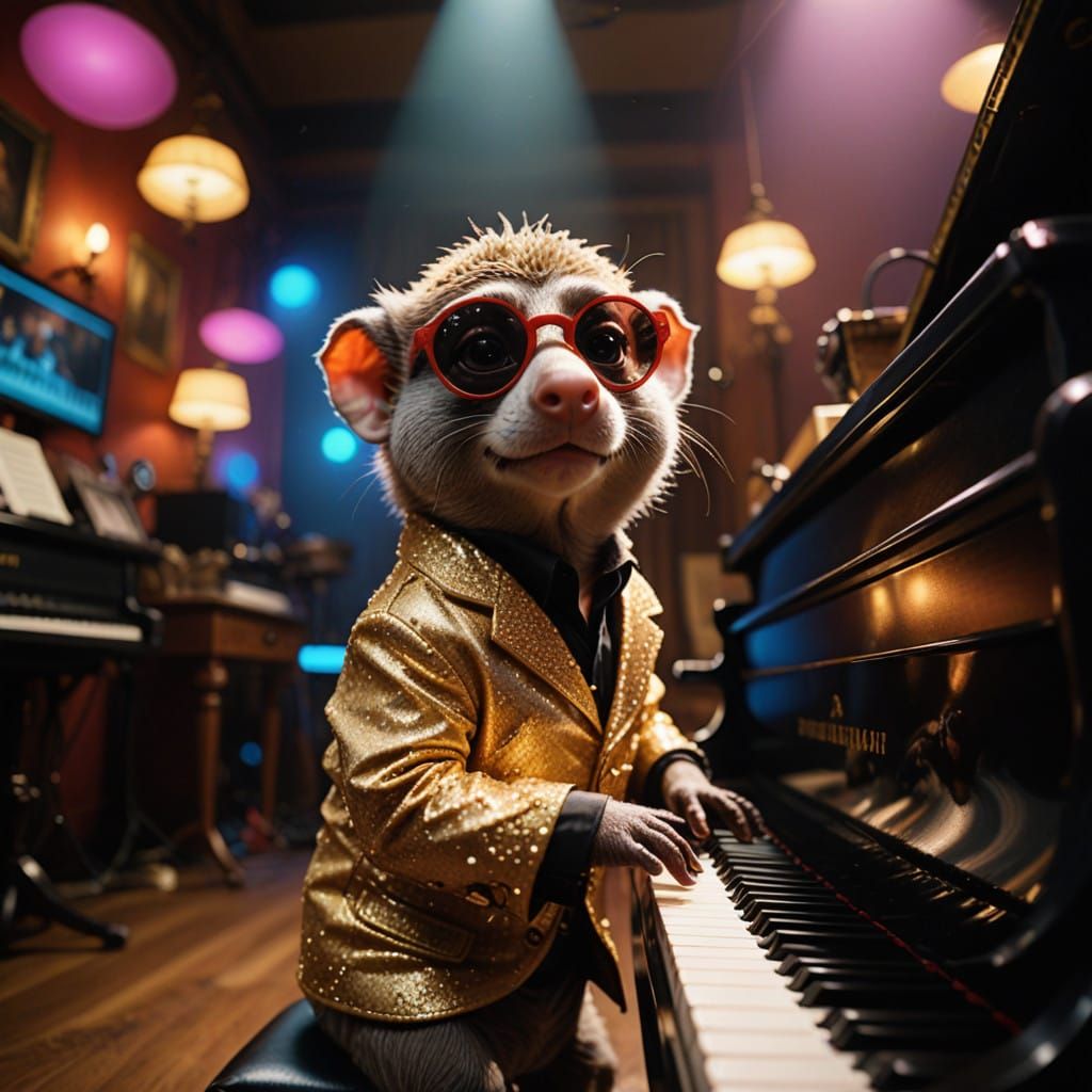 Elton Mole in Extravagant Concert Attire