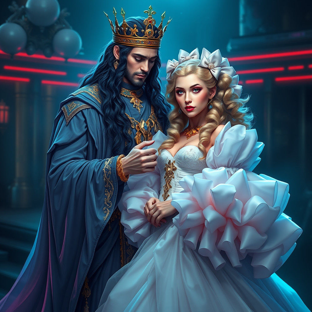 Sea God Buttons Cyberpunk Bride's Absurd Dress