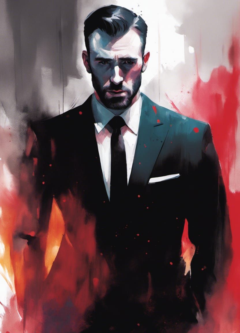 Devil in Goth Suit: Colorful Illustration