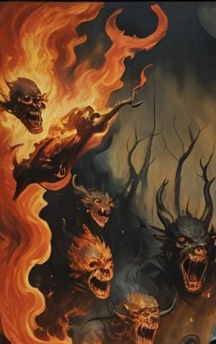 The Atheist's Hell in Dark Oil Painting