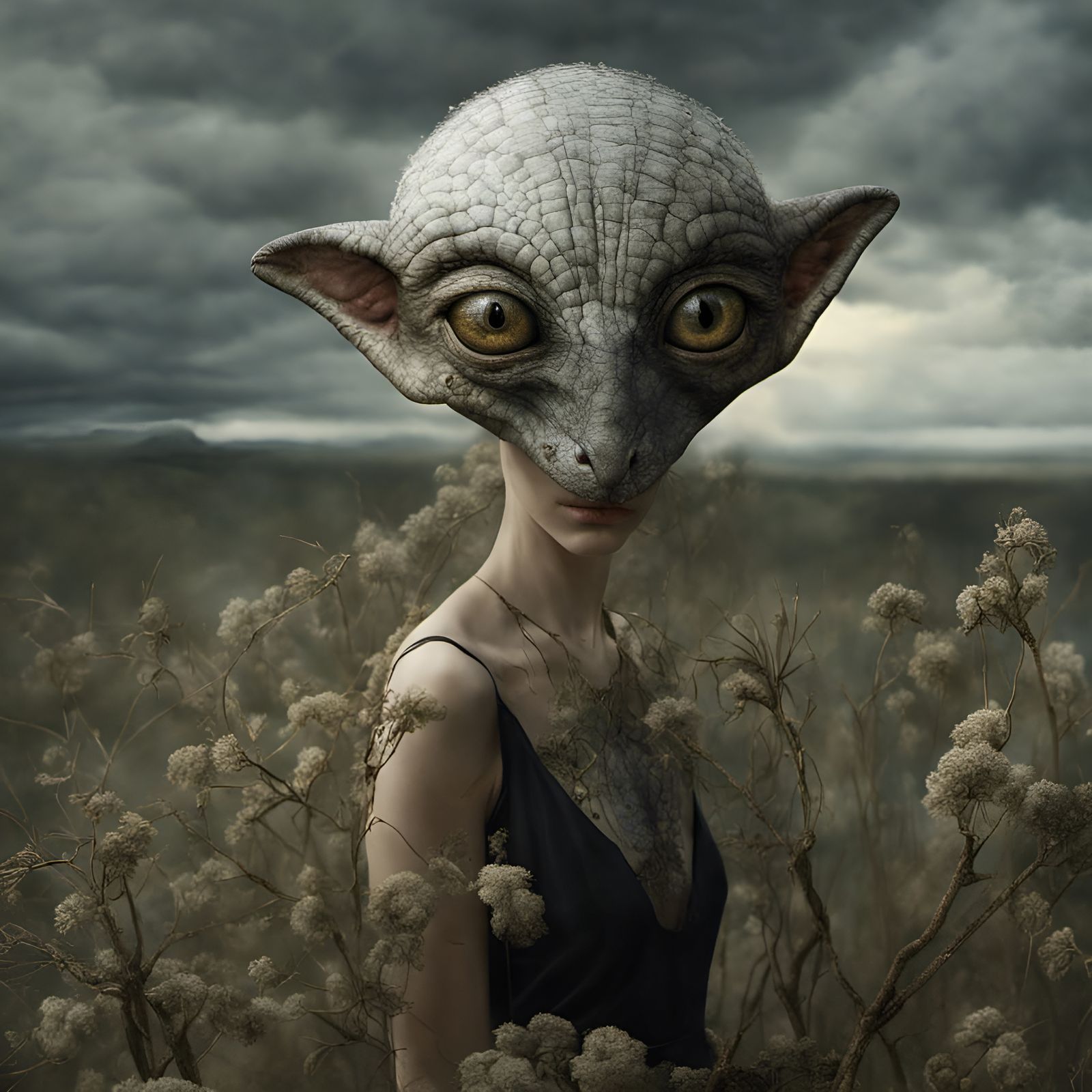 Ethereal Alien People and Pets in Dreamy Glazed Art