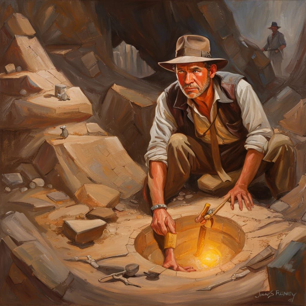 Indiana Jones Dig Site: Oil Painting by Gurney