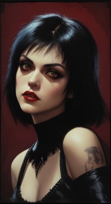 Gothic Portrait in Frazetta Painting Style