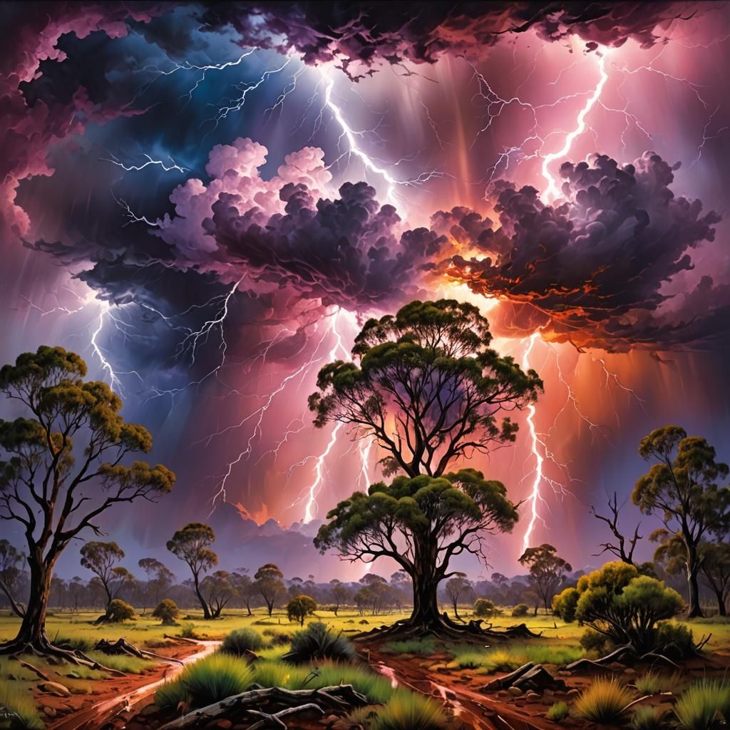 Outback australia lightning storm