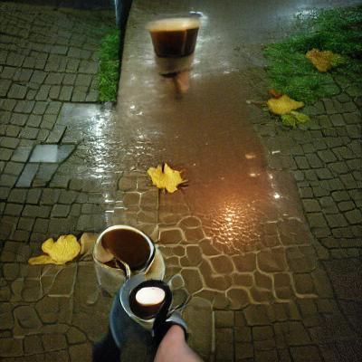 Rainy Autumn Night Walk with Coffee