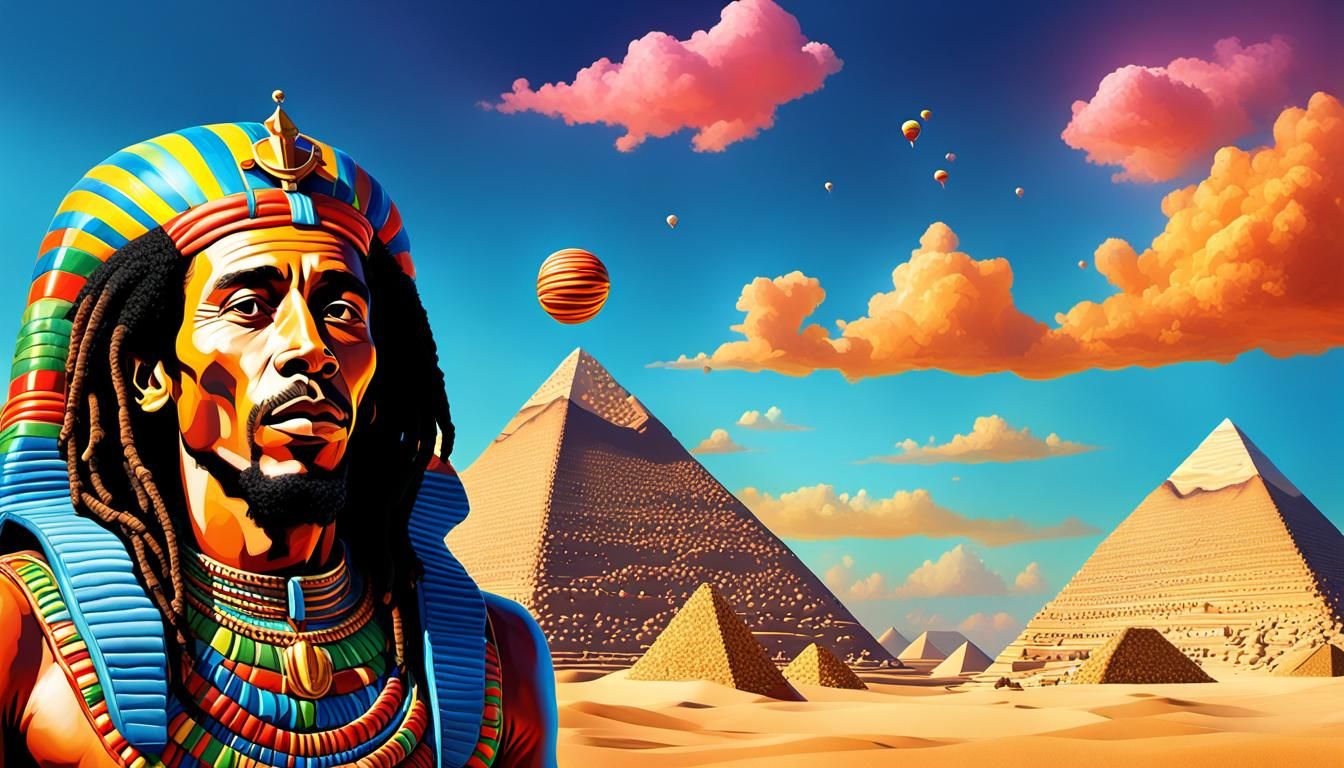 Bob Marley as King Tut in Candyland Style