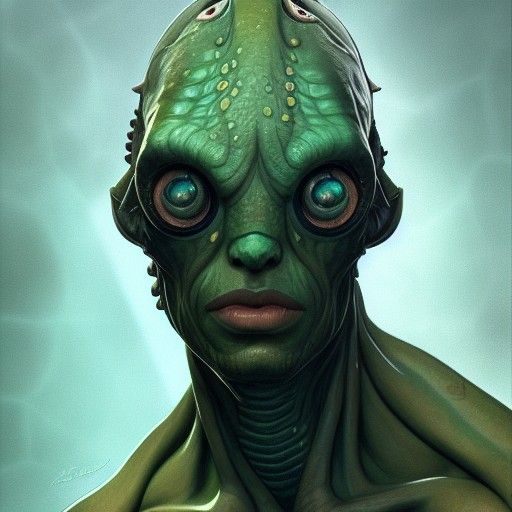 Amphibian Man Portrait in Hyperdetailed Style