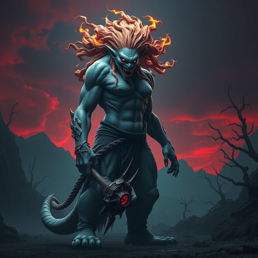 Dark Fantasy Hybrid Creature Rises from the Shadows