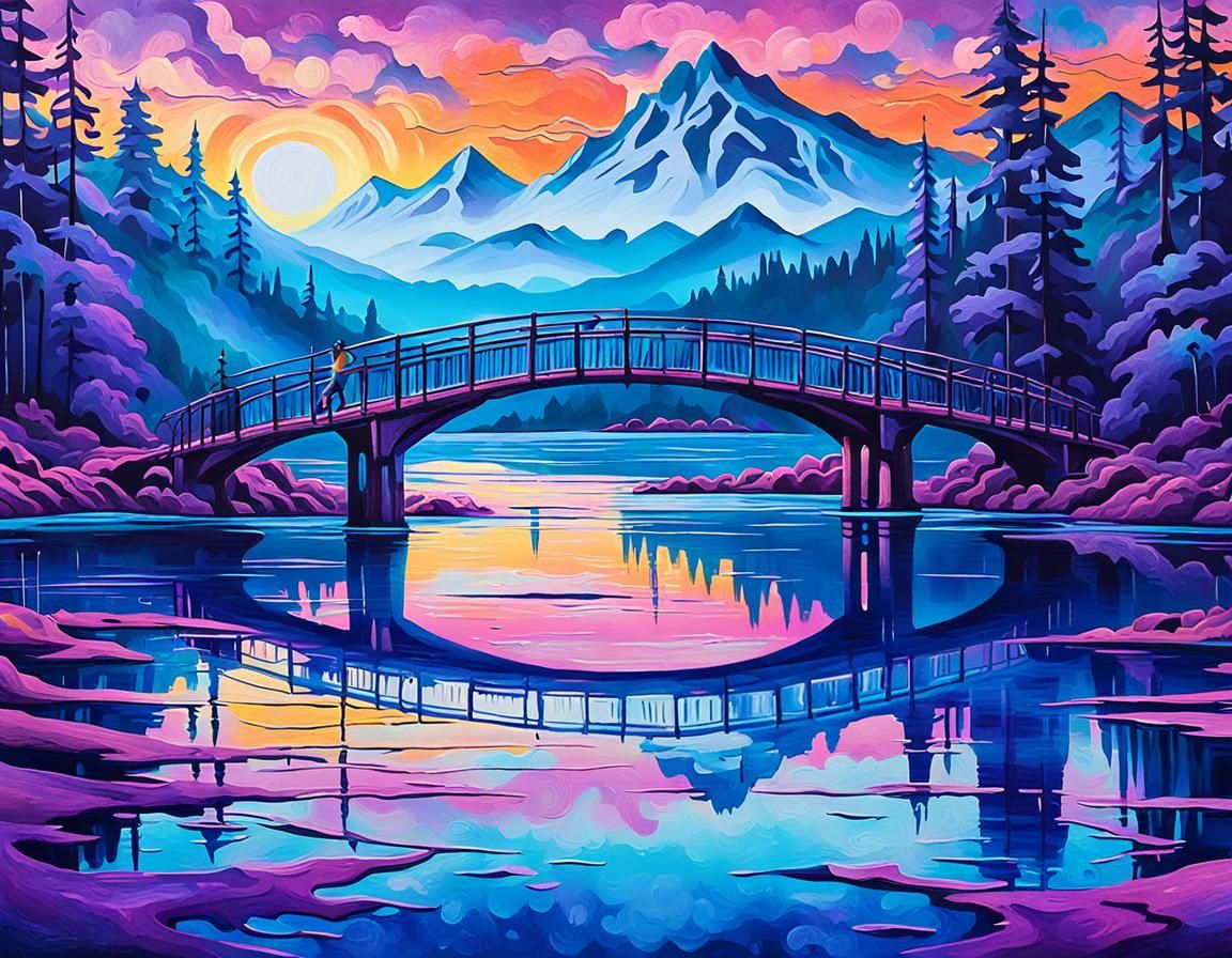 Old Bridge Street Art in Fauvist Graffiti Style