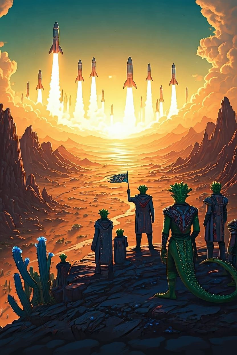 Illuminated Aliens in the Foreground