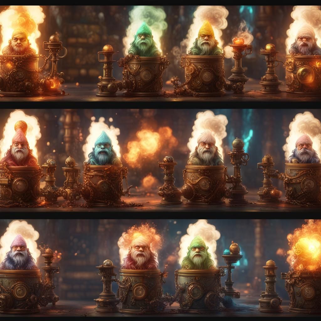 Steampunk Gnome Alchemist in Lab Explosion