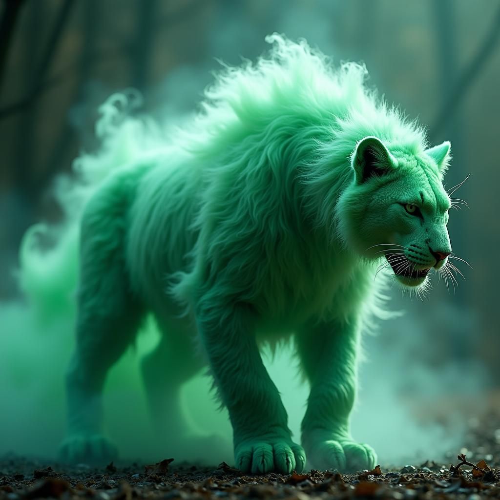 Neon Mist Demon Panther in Shadow Armor