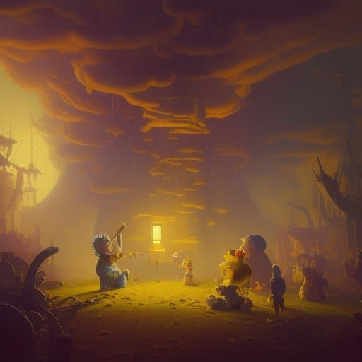 The Simpsons in Dark Fantasy Style