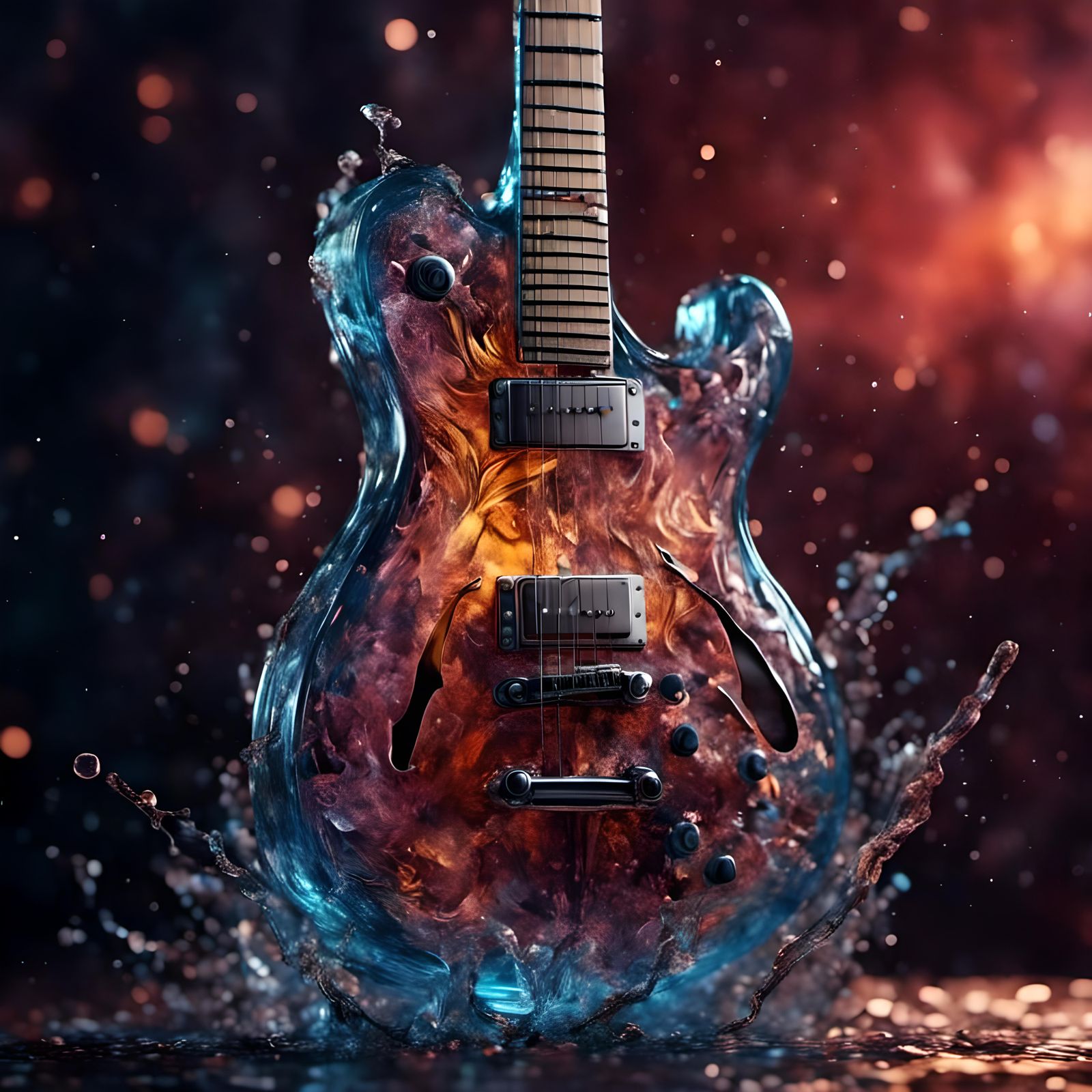 Crystal Guitar with Water Splash Effect
