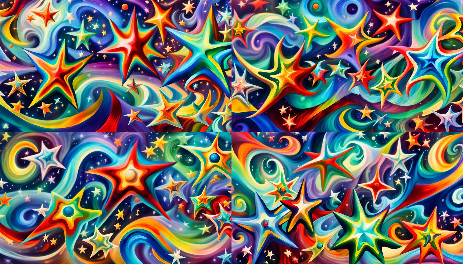 Iridescent Maelstrom: Swirling Stars in Impasto Oil Paint St...