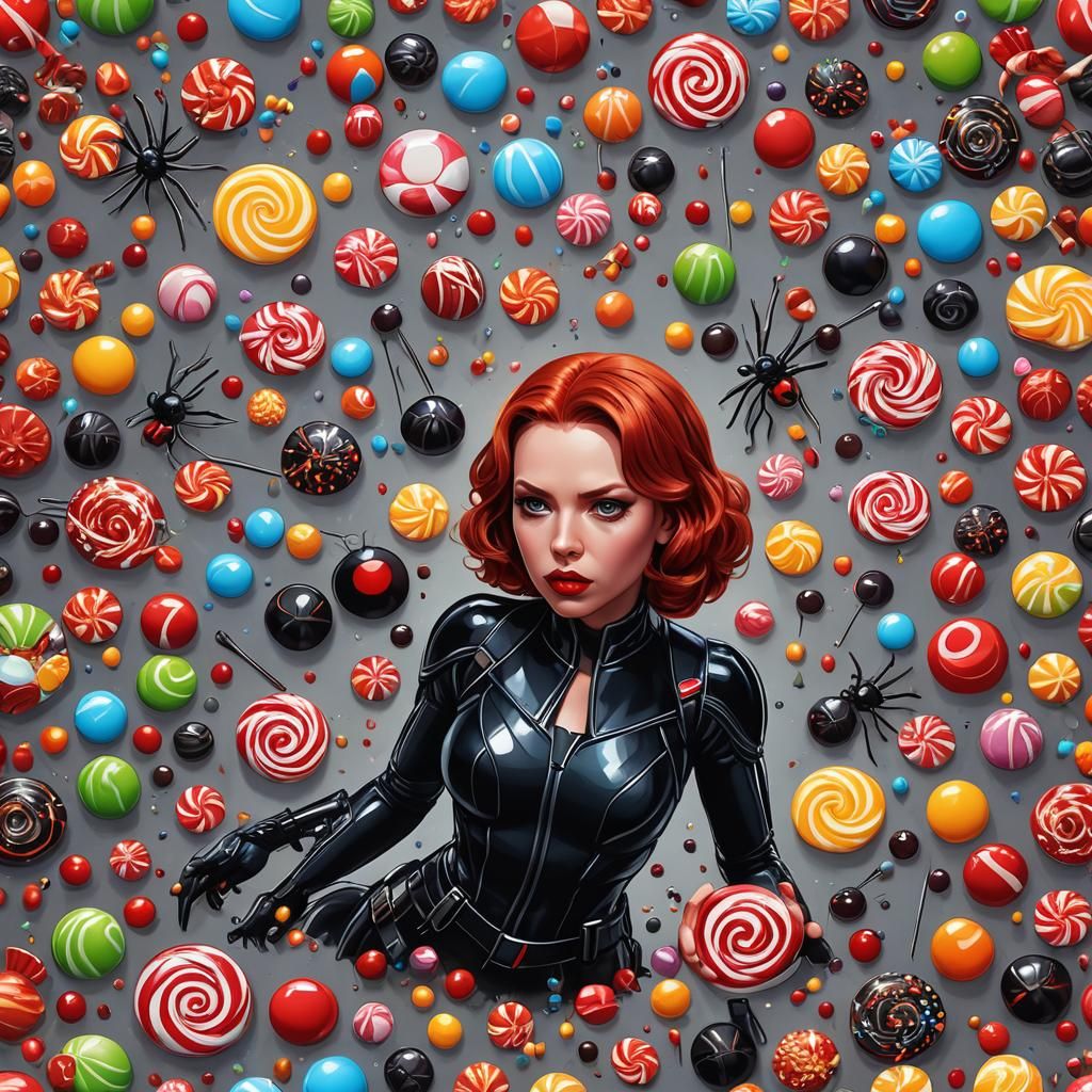 Black Widow Spider in Candy Art Style