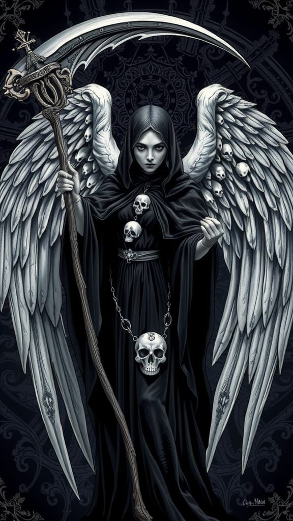 A Gothic Art Stylized Portrait of the Angel of Death 💀
