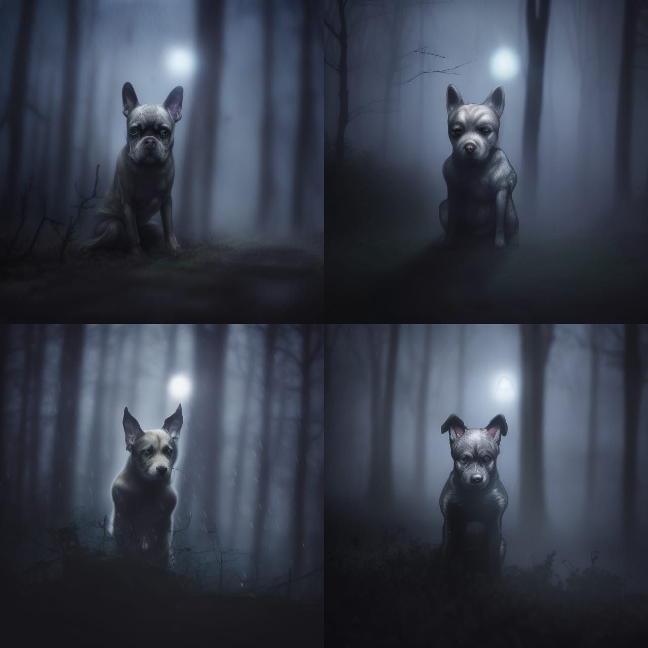 Dog in the spooky forest