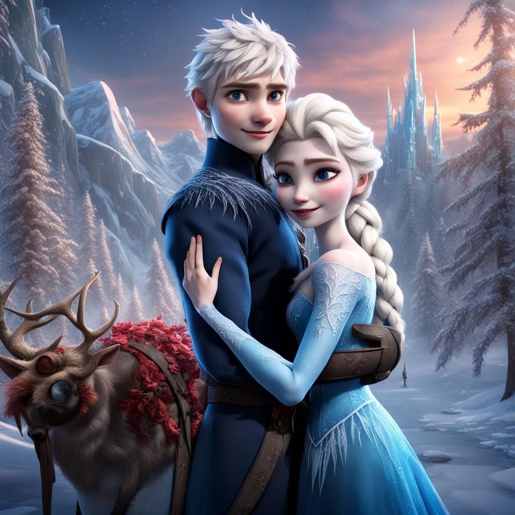 Elsa and Jack Frost Couple: Fantasy Concept Art