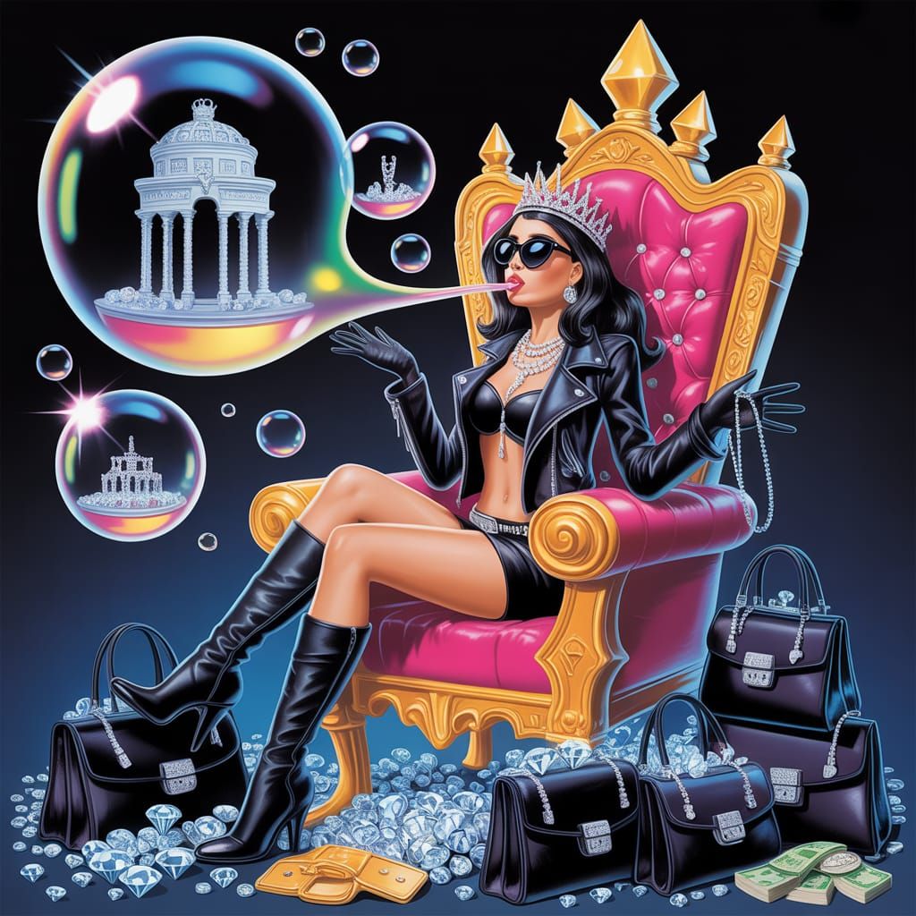 Leather-Clad Robber Queen on Throne