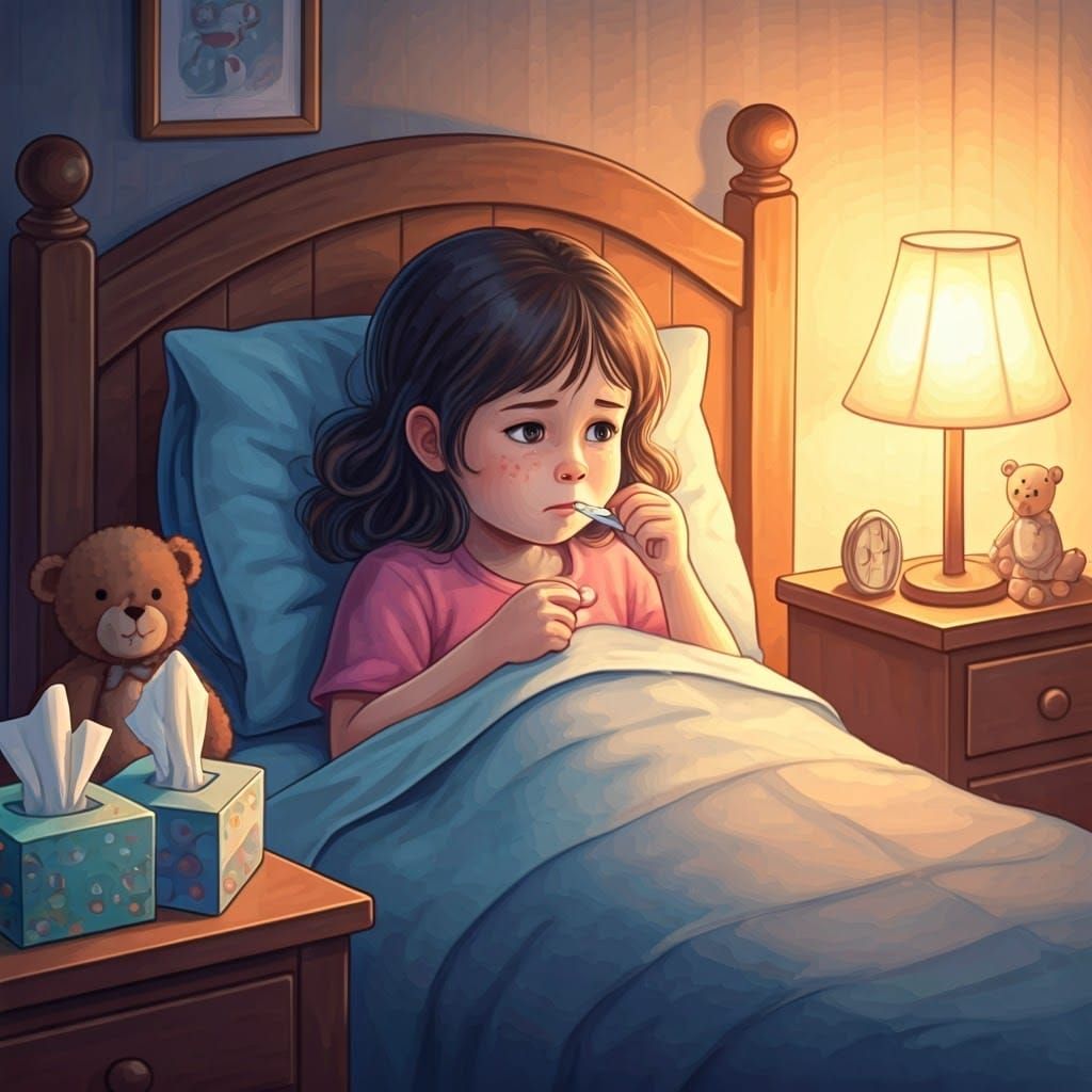 Cozy Sick Day: A Children's Book Illustration
