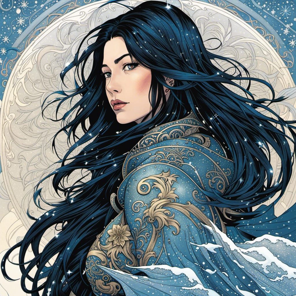 Icy Nordic Woman in Hydropunk Style