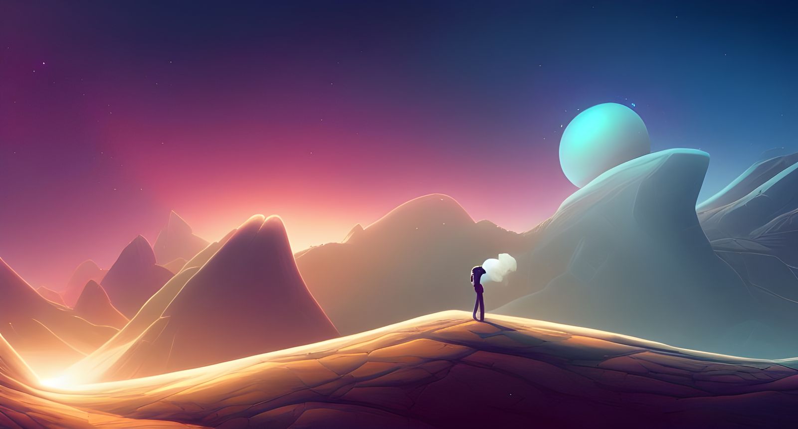 Surreal Cosmic Landscape Rendered in Octane