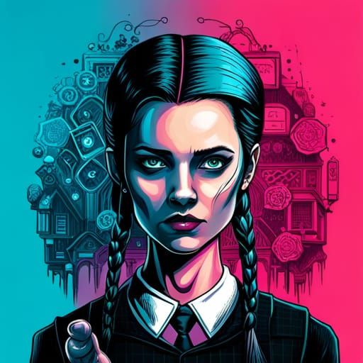 Abstract 3D Emo Girl with Vivid Accents