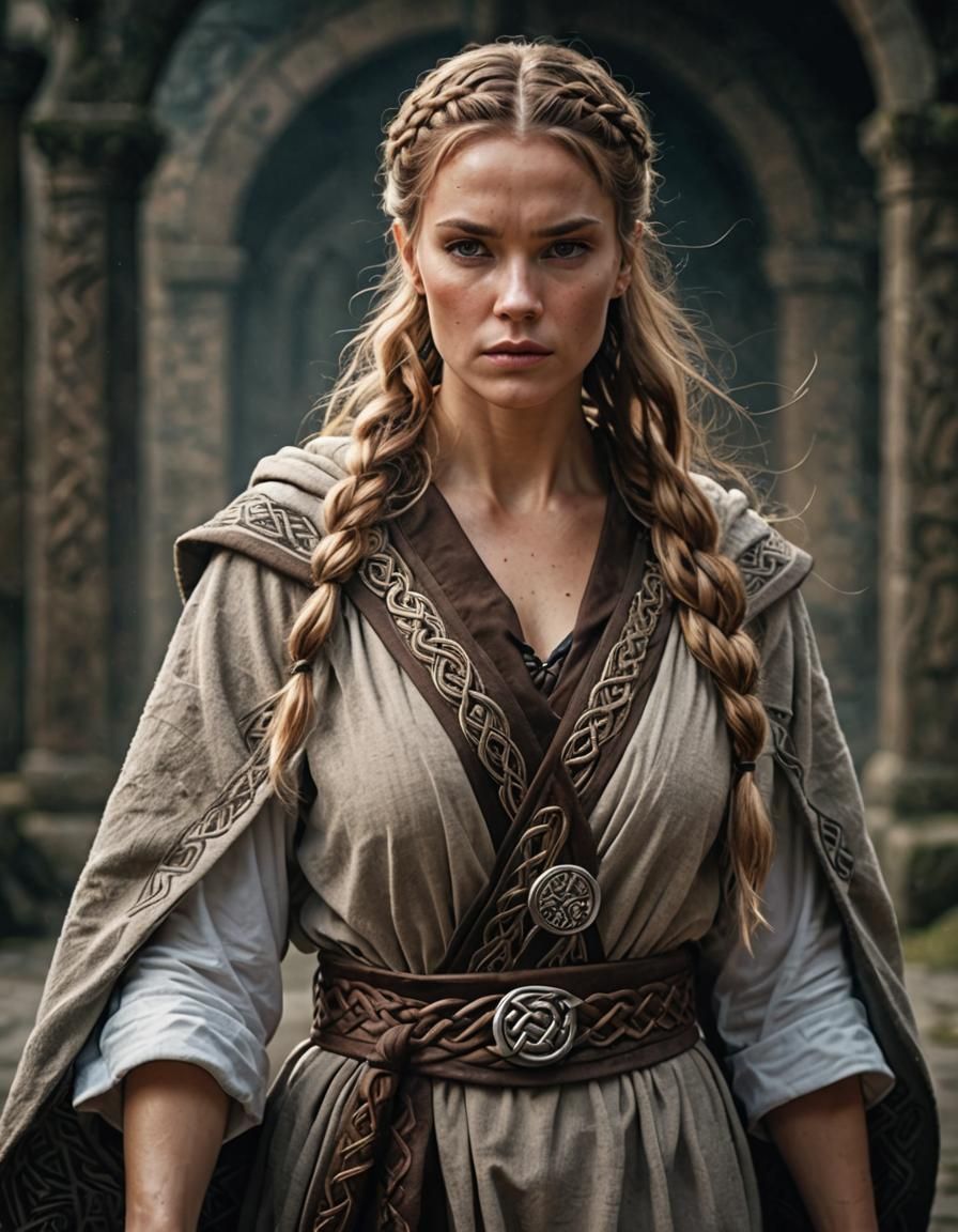 Celtic Chieftain Woman: Digital Photo with Cinematic Lightin...