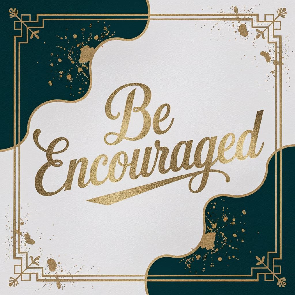 Elegant Gold Foil Letters on Linen with Art Deco Border