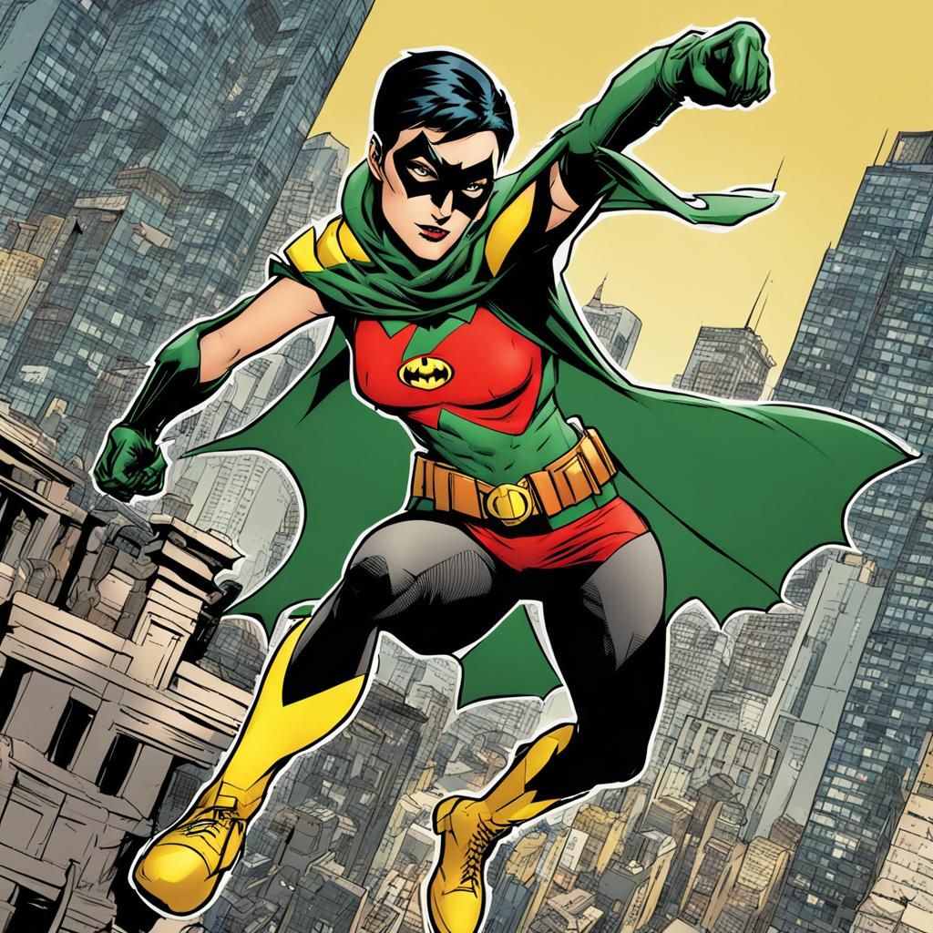 Female Robin from Batman in Comic Book Style
