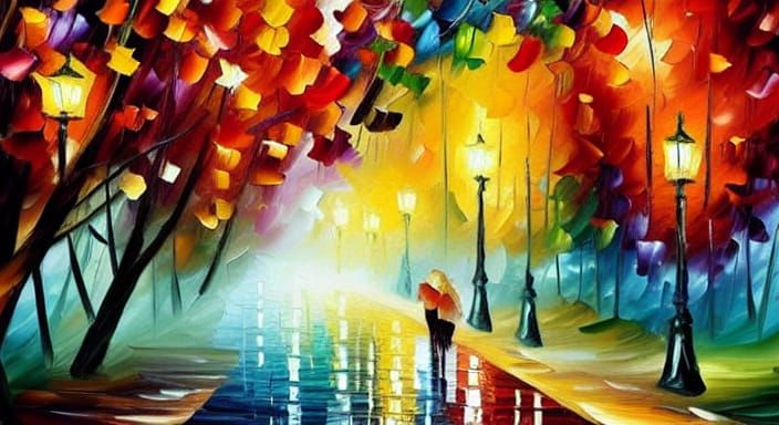 Vibrant Impressionist Park Scene