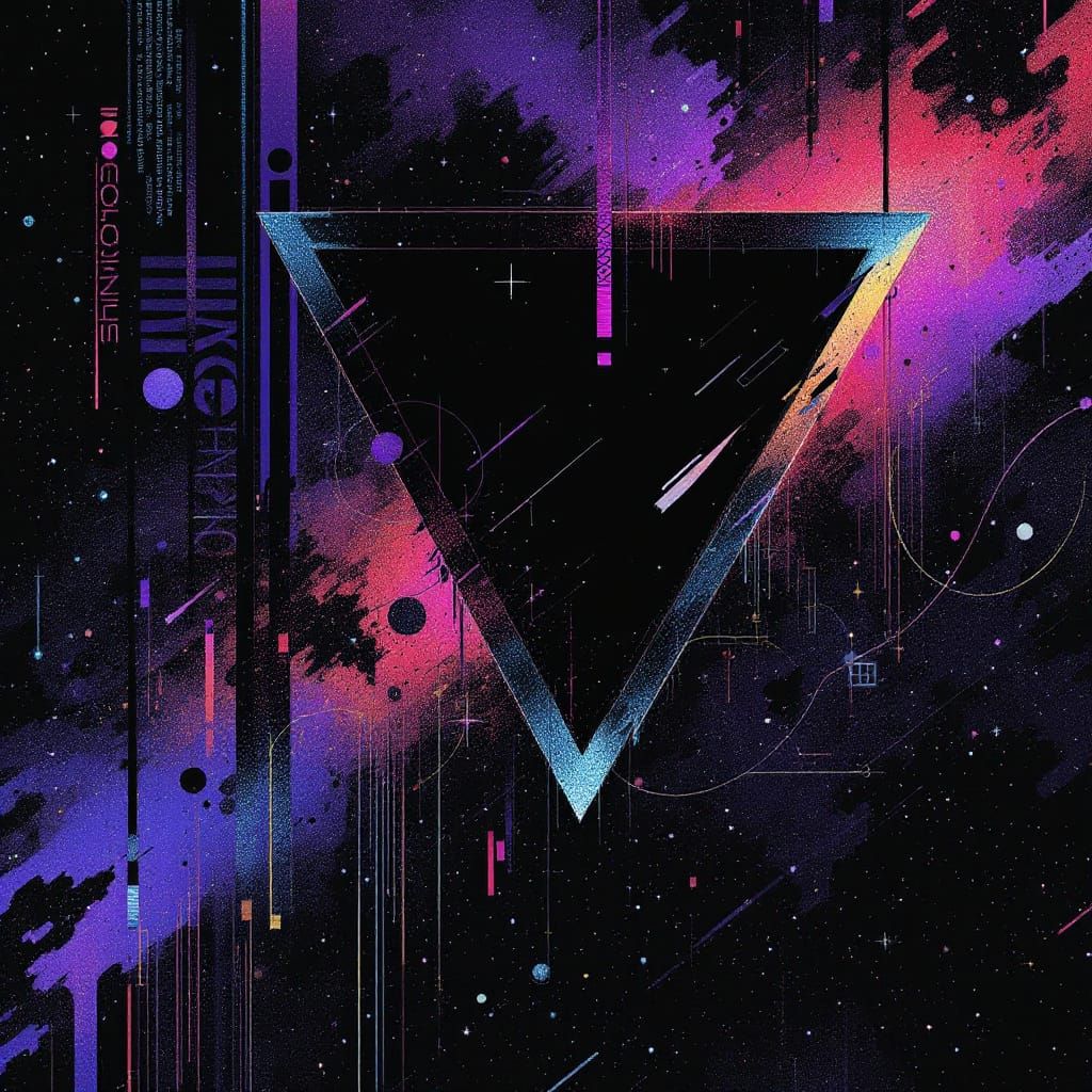 Indigo Core Abstract Constellation in Glitch Art Style