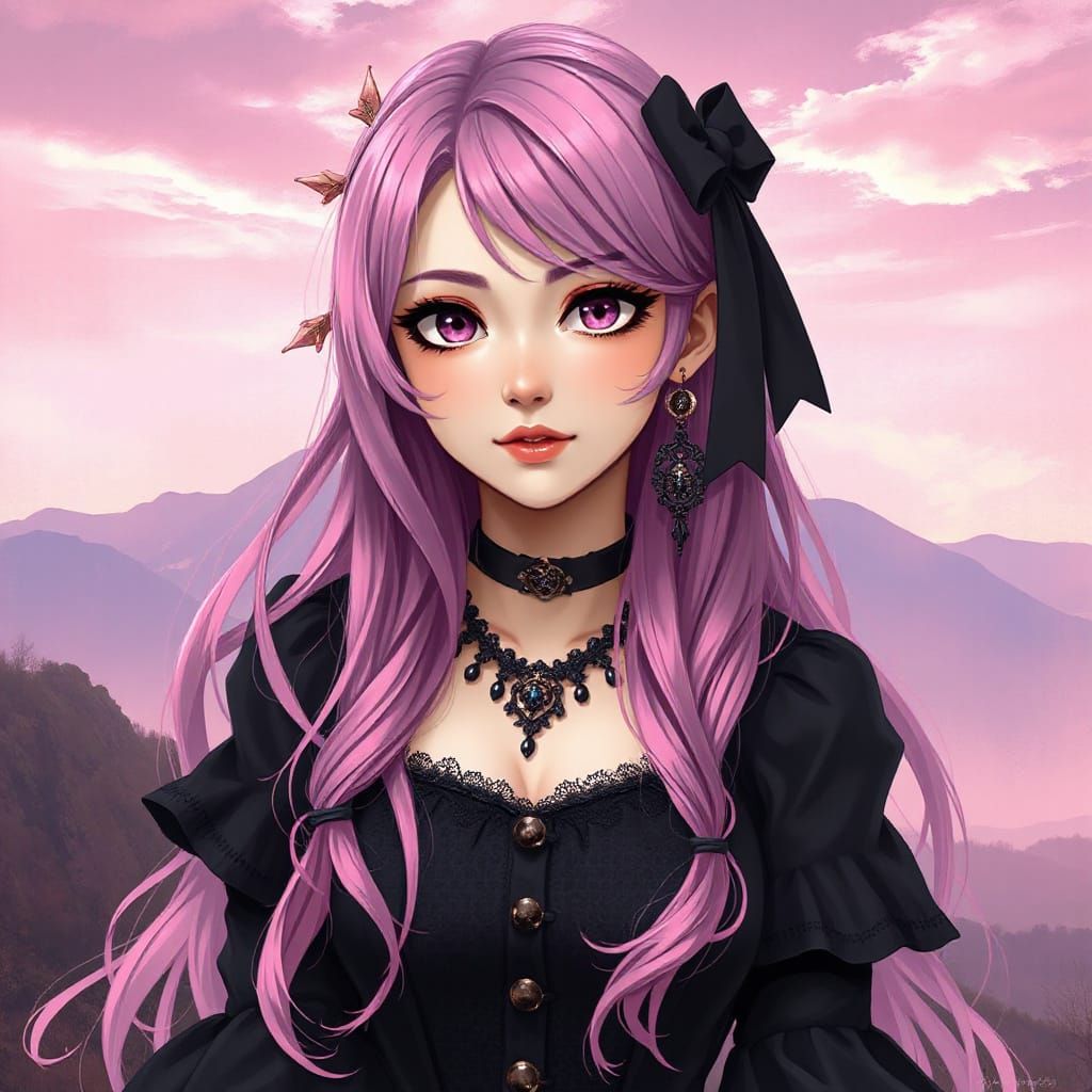 Adorable Anime Goth GF in Pastel Colors