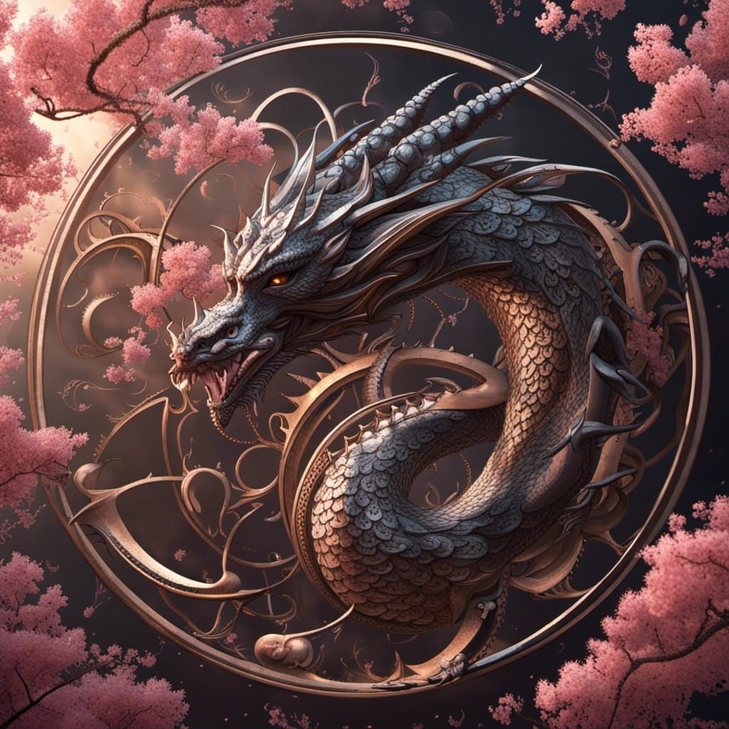 Dragon Circling 999 with Sakura Leaves