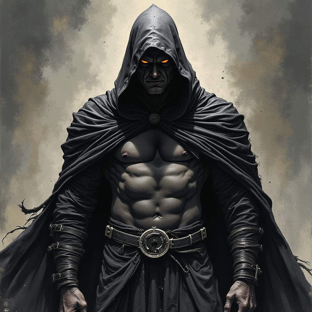 Sinister Shrouded Figure in Comic Book Style