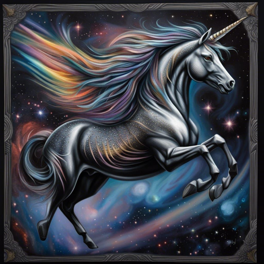 Unicorn in Space: A Dark Fantasy Painting