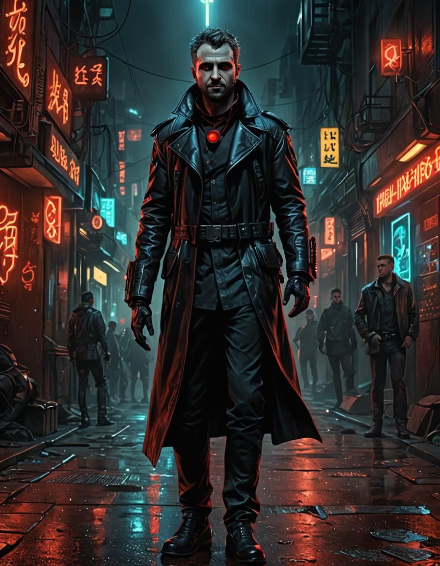 Cute Anarchist Revolutionary in Blade Runner Style