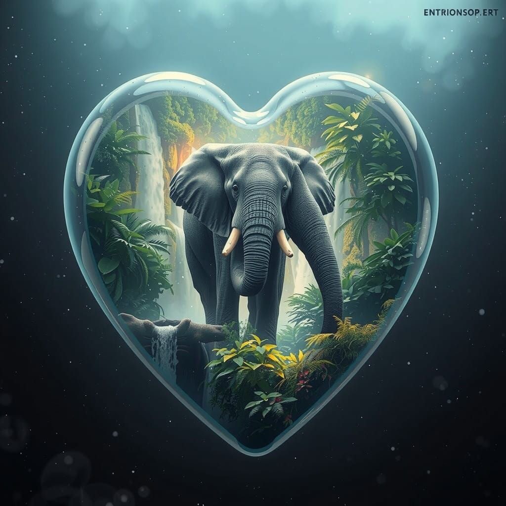 Dreamlike Heart Landscape in Vibrant Holographic Style